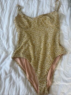 Madewell Yellow Floral One-Piece Swimsuit
